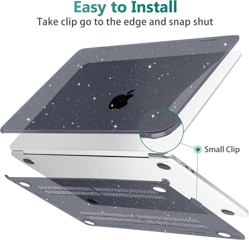 May Chen for M4 MacBook Air 13.6 inch Case 2025 2024 2023 2022 Release A3240 M3 A3113 M2 A2681, Plastic Hard Shell Case for MacBook Air 13.6" with Retina Display Fits Touch ID, Crystal Black Glitter - Image 5